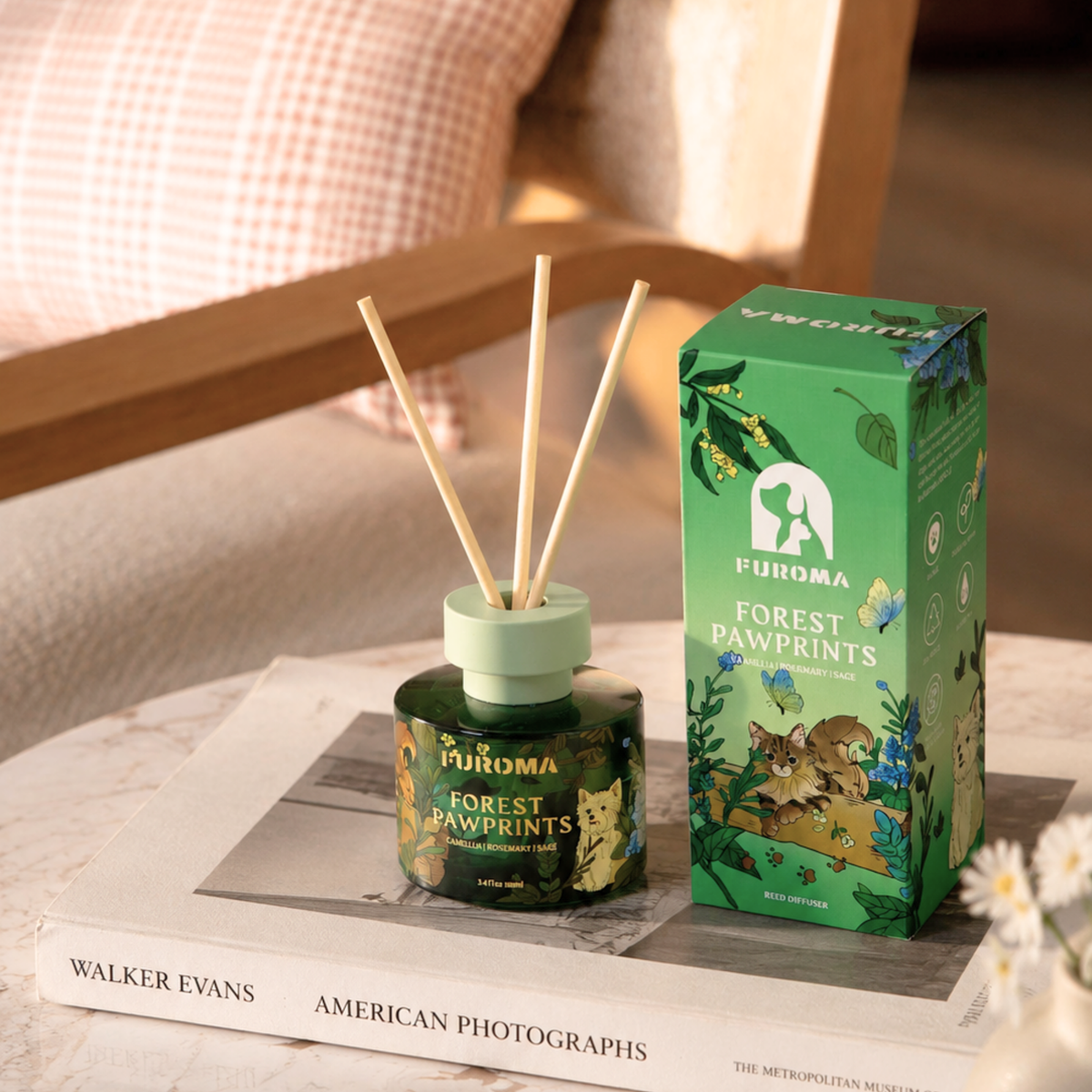 Forest Pawprints Reed Diffuser – Camellia & Clary Sage