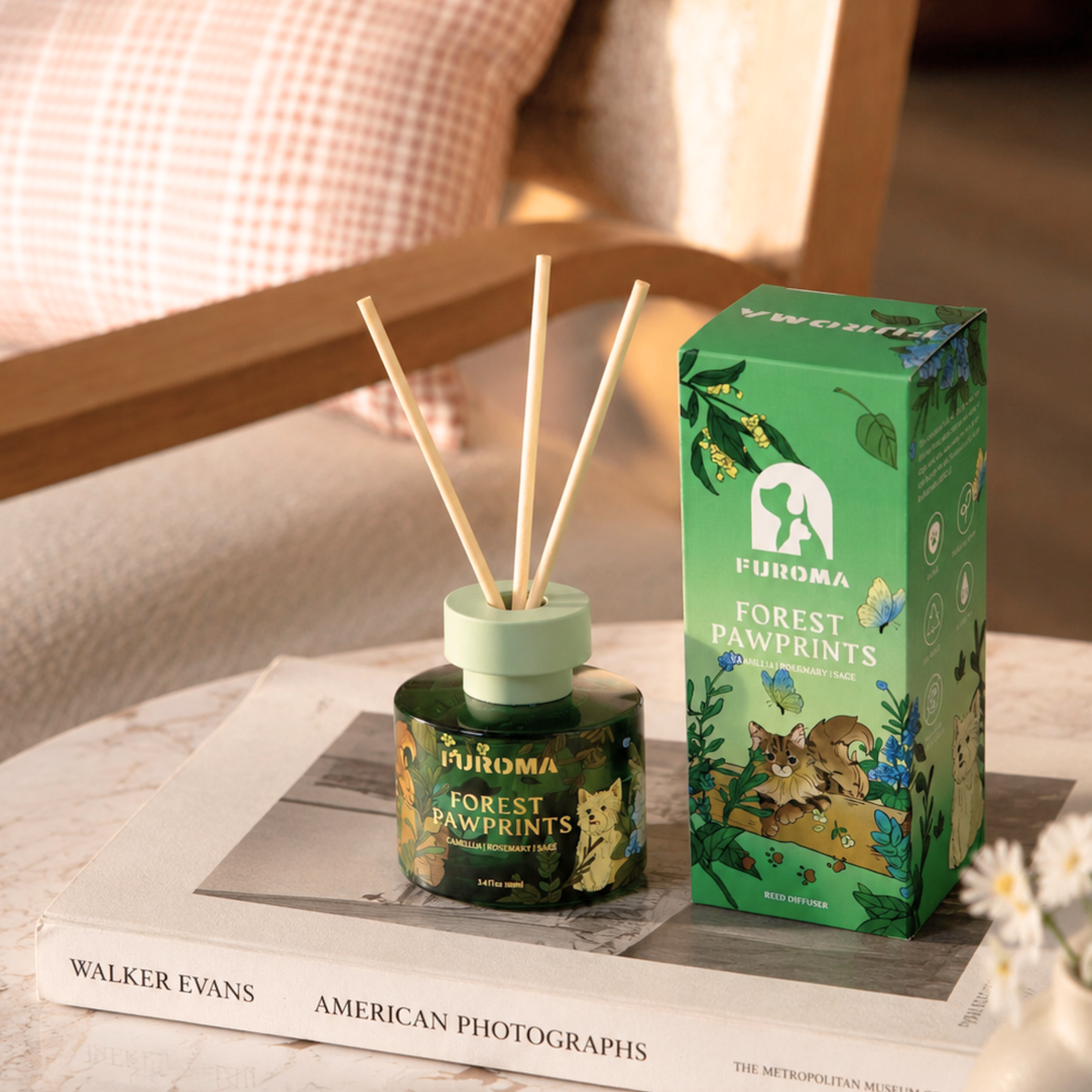 Forest Pawprints Reed Diffuser – Camellia & Clary Sage