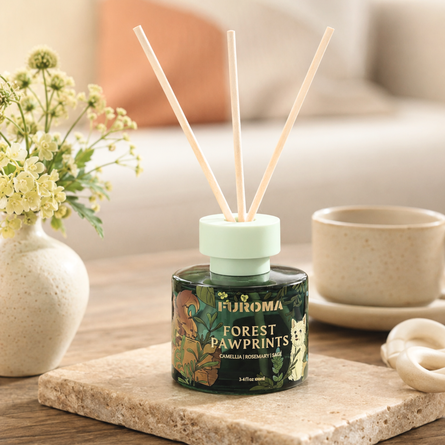 Forest Pawprints Reed Diffuser – Camellia & Clary Sage